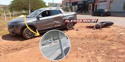 Segundo acidente do dia deixou motociclista ferido em Rolim de Moura - Veja o vídeo da colisão 