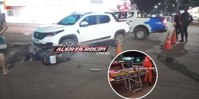 Motociclista fraturou a perna ao ser atingido por carro em Rolim de Moura