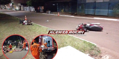 Colisão entre duas motos deixou dois feridos na noite de quarta-feira em Rolim de Moura