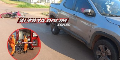 Acidente de trânsito envolvendo moto e carro deixou um ferido nesta manhã em Rolim de Moura