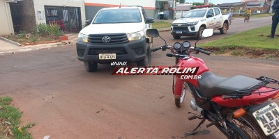 Acidente envolvendo moto e caminhonete do DER deixou mulher ferida nesta tarde em Rolim de Moura