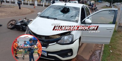 Segundo acidente de trânsito do dia deixou mulher com fratura na perna, em Rolim de Moura