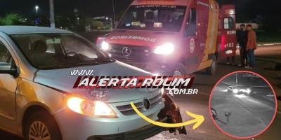 Motociclista ficou ferido após avançar preferencial e ser atingido por carro, em Rolim de Moura - Veja o vídeo da colisão 