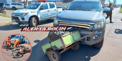 Motociclista foi socorrido em estado grave após ser atingido por caminhonete no Centro de Rolim de Moura