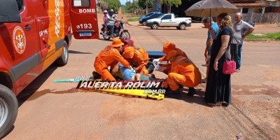 No segundo acidente de trânsito do dia, motociclista sofreu fratura após colisão com carro, em Rolim de Moura