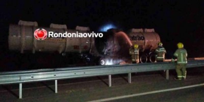 Carreta do posto patrão pegou fogo na BR-364, em RO