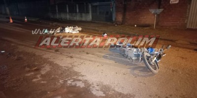 Motociclista foi socorrido em estado grave após acidente no bairro Cidade Alta, em Rolim de Moura