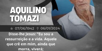 Nota de pesar pelo falecimento de Aquilino Tomazi 