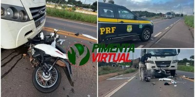 Colisão frontal entre Biz e micro-ônibus na BR 364 deixou vítimas em estado grave, em Pimenta Bueno