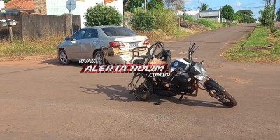 Entregador de gás foi socorrido após acidente de trânsito nessa tarde, em Rolim de Moura