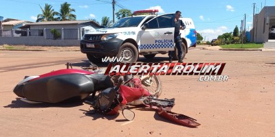 Acidente de trânsito deixou condutora de moto ferida nessa sexta-feira, em Rolim de Moura
