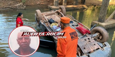 Enquanto ia para igreja, casal de idosos capotou com carro dentro de rio e motorista morreu, em Rolim de Moura 