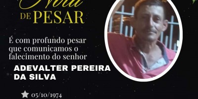 Nota de Pesar: Adevalter Pereira da Silva, morador de Rolim de Moura 