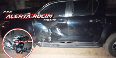 Segundo acidente de trânsito do dia também deixou uma pessoa ferida e envolveu moto e caminhonete, em Rolim de Moura
