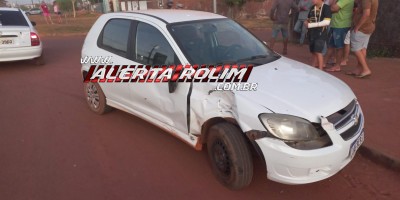 Acidente de trânsito envolvendo carro e moto deixou um ferido nessa tarde, em Rolim de Moura
