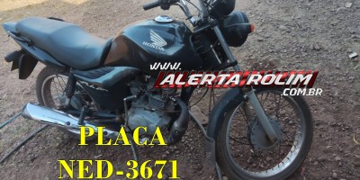 Motocicleta foi furtada no Centro de Rolim de Moura