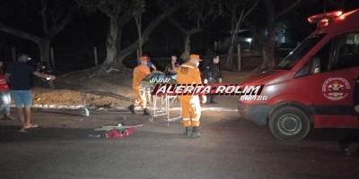 Ciclista sofreu fratura exposta em uma das pernas ao ser atingido por motociclista que se evadiu do local após o acidente, em Rolim de Moura 
