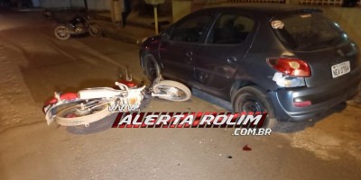 Motociclista foi socorrido após bater em carro estacionado, em Rolim de Moura