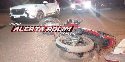 Individuo com moto furtada, atravessou preferencial, provocou acidente e fugiu deixando veículo no local, em Rolim de Moura 