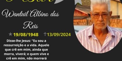Nota de pesar de Wantuil Albino dos Reis