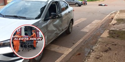 Segundo acidente do dia envolveu carro e moto e também deixou duas pessoas feridas, em Rolim de Moura