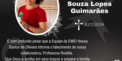 Nota de Pesar da professora Rosilda de Souza Lopes Guimarães 