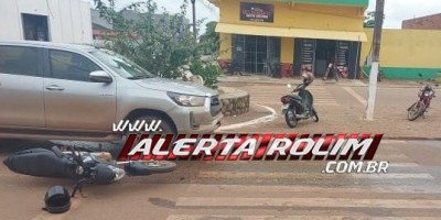 No segundo acidente de trânsito do dia, motociclista ficou ferido após bater na traseira de caminhonete, em Rolim de Moura