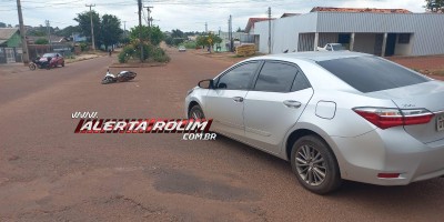 Terceiro acidente do dia deixou condutora de moto ferida no bairro São Cristóvão, em Rolim de Moura