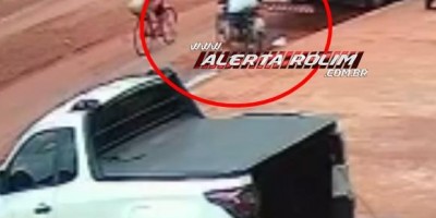 Assista ao vídeo do acidente em que deixou motociclista com grave fratura na perna no bairro Cidade Alta, em Rolim de Moura
