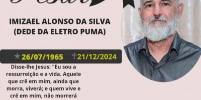 Nota de Pesar - Imizael Alonso da Silva - Dedé da Eletro Puma de Rolim de Moura
