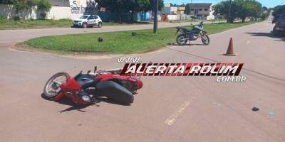 Acidente de trânsito envolvendo duas motos foi registrado nesta manhã, em Rolim de Moura