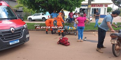 Adolescente fraturou uma das pernas após bater na traseira de caminhonete, em Rolim de Moura