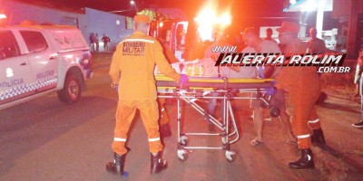 Violento acidente entre motocicletas em Rolim de Moura deixou um dos condutores com fratura exposta