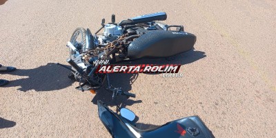 Acidente de trânsito evolvendo carro e moto deixou um ferido nesta quinta-feira, em Rolim de Moura