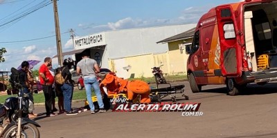 Quarto acidente de trânsito do dia envolveu carro e moto e deixou uma pessoa ferida, em Rolim de Moura