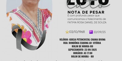 Nota de pesar: Fátima Rosa Daniel de Souza