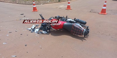 URGENTE - Motociclista sofre traumatismo craniano em grave acidente nesta manhã, em Rolim de Moura