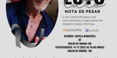 nota de pesar pelo falecimento de ERNESTO ARNO STEFFAN