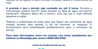 Comunicado das Águas de Rolim de Moura