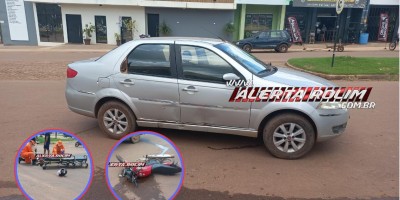 Vídeo - Acidente de trânsito no cruzamento da Tocantins com 25 de Agosto deixou motociclista ferido nesta manhã, em Rolim de Moura