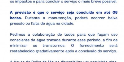 Comunicado da Águas de Rolim de Moura