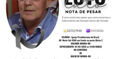 Nota de Pesar – Manoel Osório de Moraes