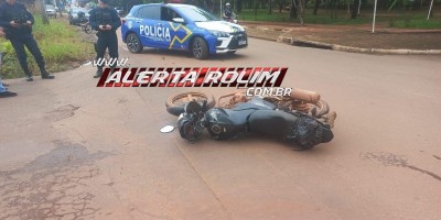 Vídeo - Acidente entre carro e moto é registrado na manhã desta terça, em Rolim de Moura