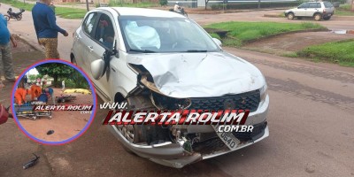 Vídeo - Grave acidente no bairro Olímpico deixa motociclista com fratura exposta em uma das pernas, em Rolim de Moura