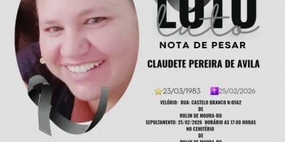 Nota de pesar pelo falecimento de Claudete Pereira de Avila