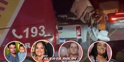 Tragédia na RO-479 deixa cinco pessoas da mesma família mortas após grave colisão entre caminhonete e caminhão