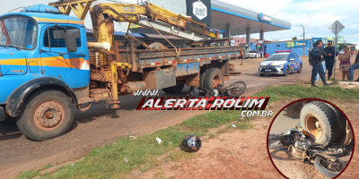 Acidente de trânsito envolvendo caminhão e moto foi registrado nesta tarde em Rolim de Moura - Vídeo