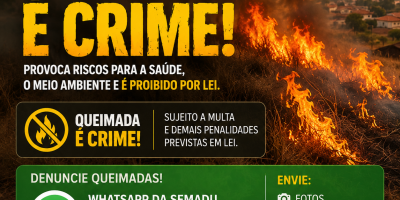 Queimada é crime: Prefeitura divulga WhatsApp para denúncias em Rolim de Moura