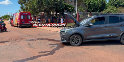 Acidente entre dois carros foi registrado cruzamento da Rua Corumbiara com Avenida Manaus, em Rolim de Moura