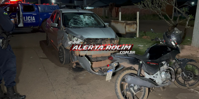 Colisão entre carro e moto é registrada no bairro São Cristóvão, em Rolim de Moura